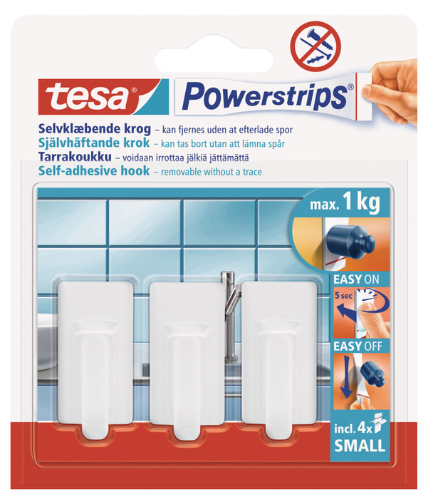 tesa® Powerstrips Kroge Classic Small hvid 1 kg - 3 stk.
